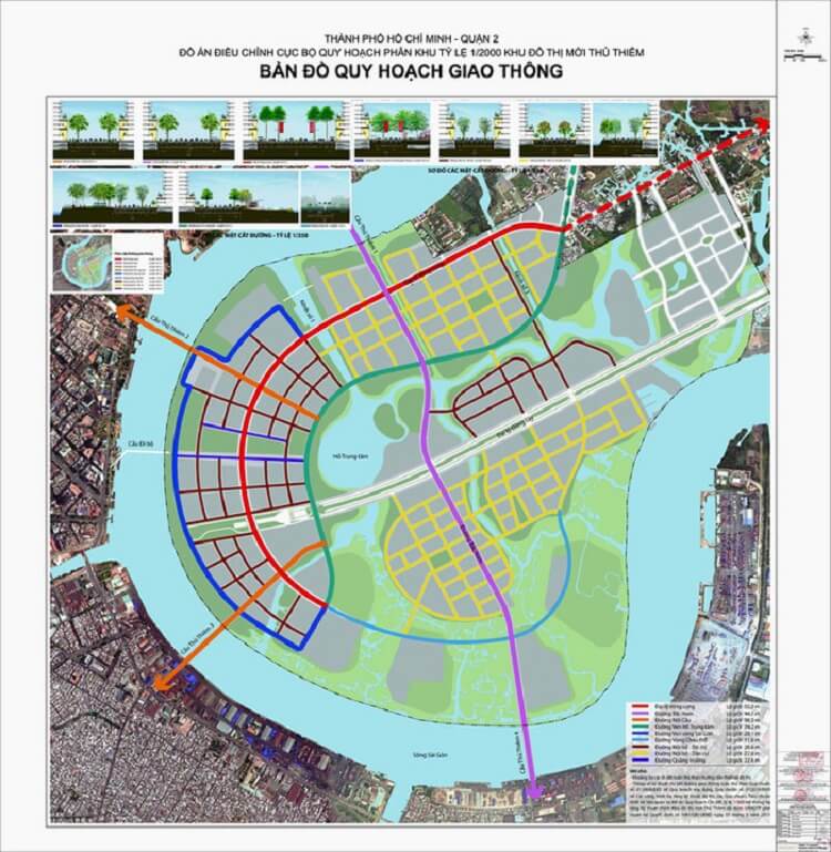 Bản đồ quy hoạch giao thông 1/2.000 khu đô thị mới Thủ Thiêm - Ảnh: BQL KĐTM Thủ Thiêm