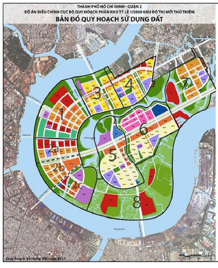 Bản đồ quy hoạch sử dụng đất phân khu 1/2.000 khu đô thị mới Thủ Thiêm - Ảnh: BQL KĐTMTT