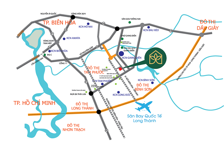 vị trí dự án Biên Hòa Golden Town