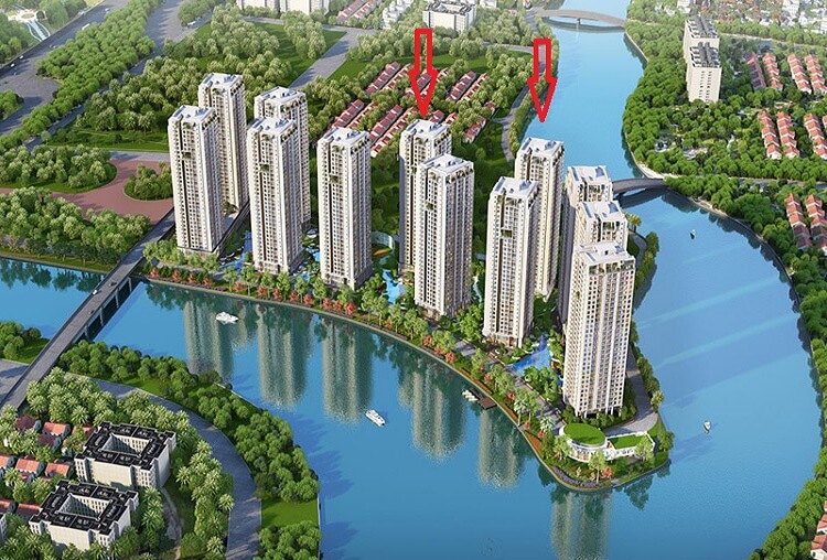 Block 6 và Block 8 (mũi tên đỏ) phân khu Sapphire dự án Gem Riverside dự kiến được công bố ra thị trường vào tháng 5/2018