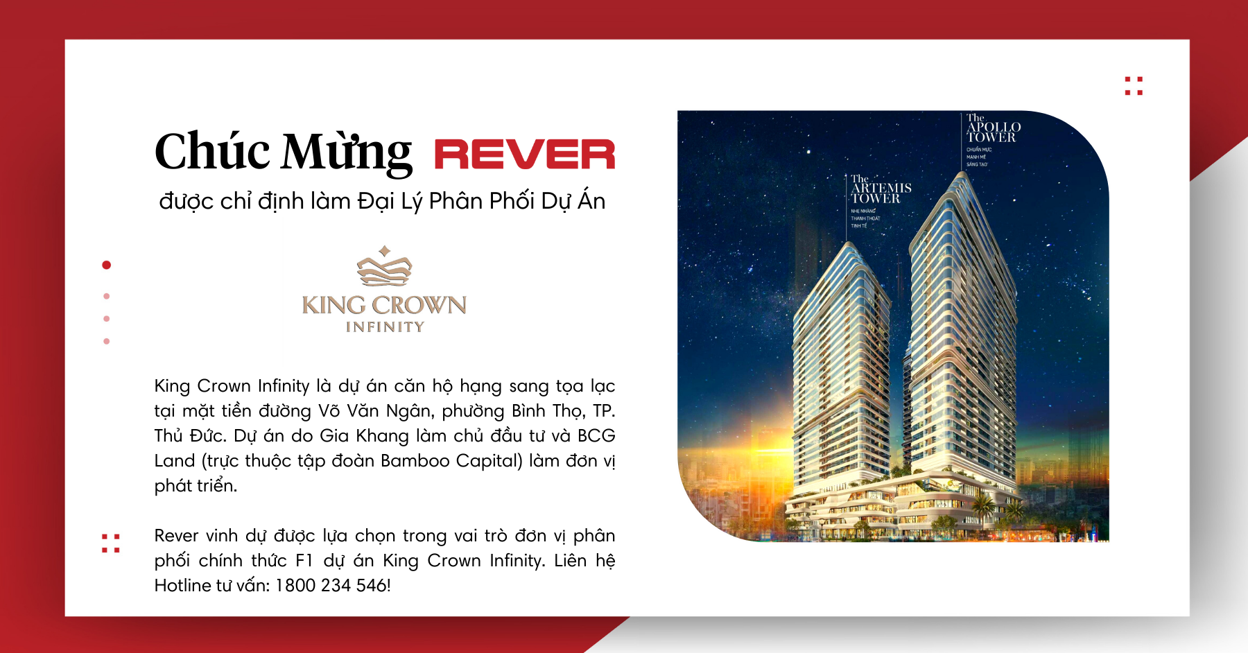 Rever phân phối chính thức F1 dự án King Crown Infinity